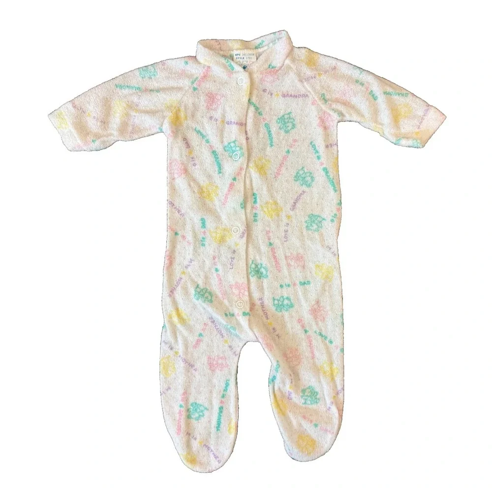 Vintage Triplets Brand Baby Sleeper Boy Girl 0/3 Months Medium Polyester Animals